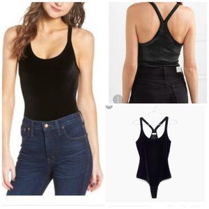 Madewell Velvet Racerback Bodysuit, Size Small